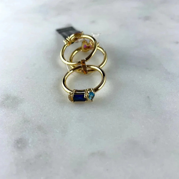 Banana Republic Cubic Zirconia Rings, Set of 3 (pink, blue, purple stones), NWT - Picture 5 of 6